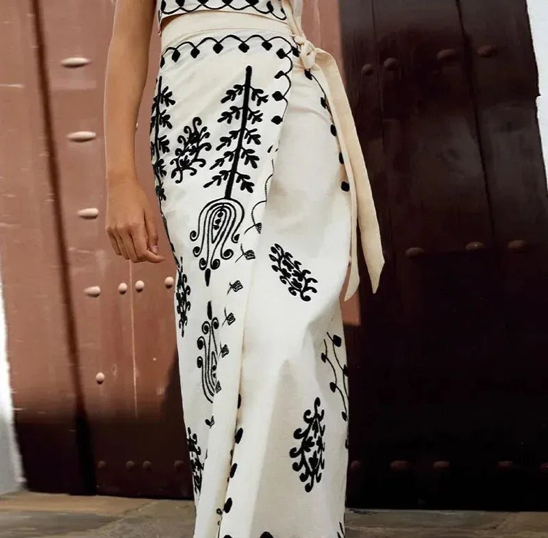 Camilla | Conjunto estampado de top y falda