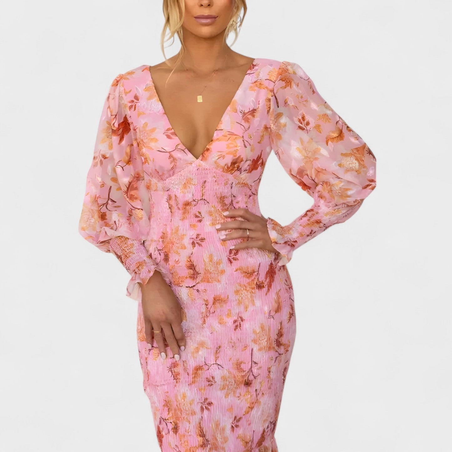 Valeria - Vestido Floral de Gasa Midi