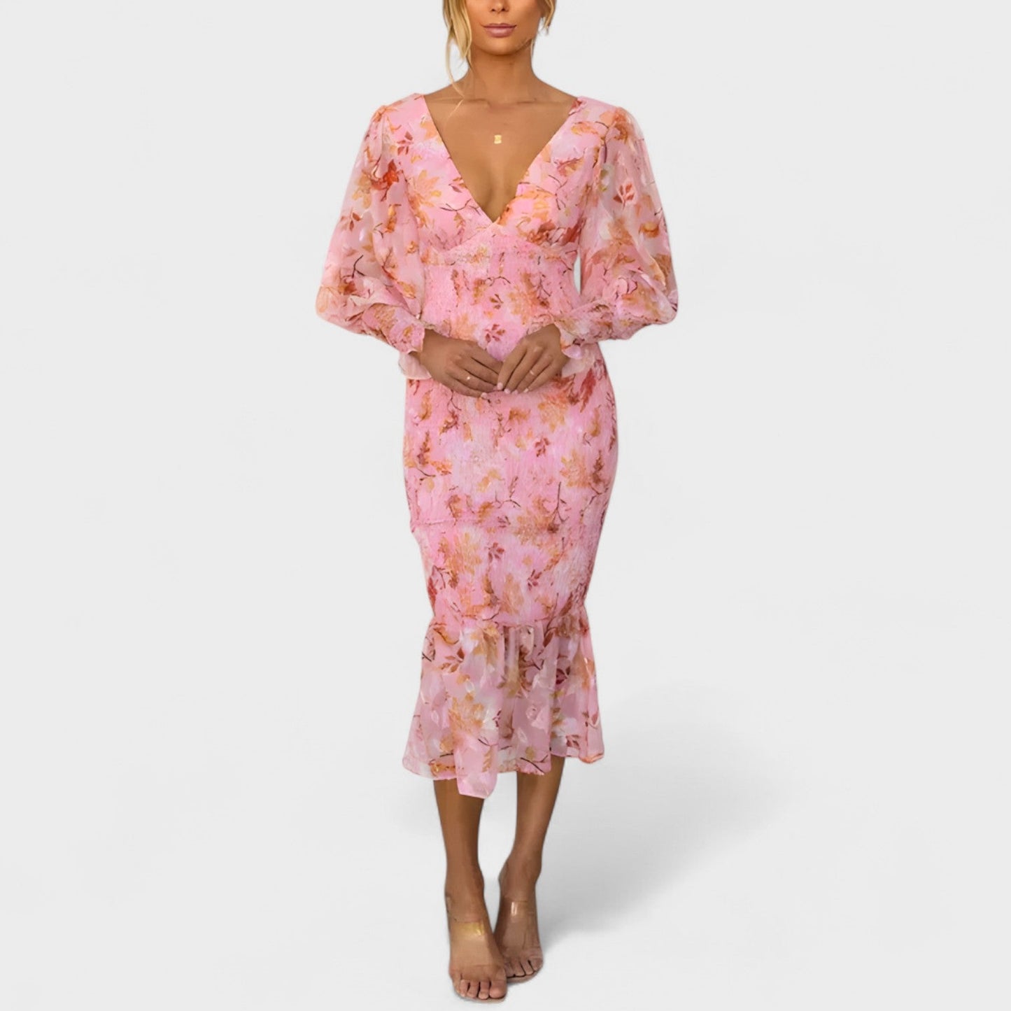 Valeria - Vestido Floral de Gasa Midi