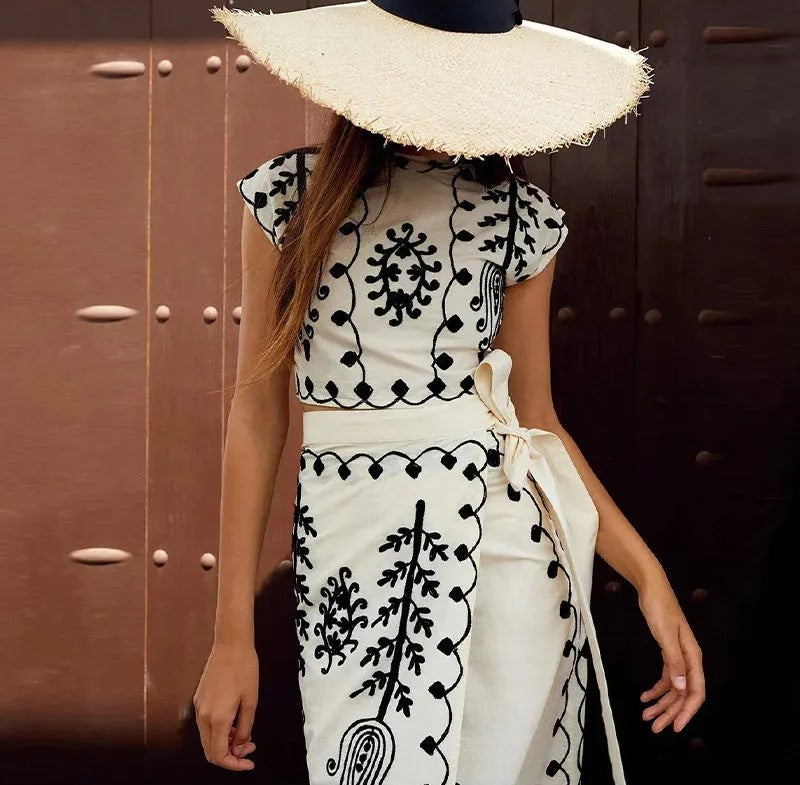 Camilla | Conjunto estampado de top y falda