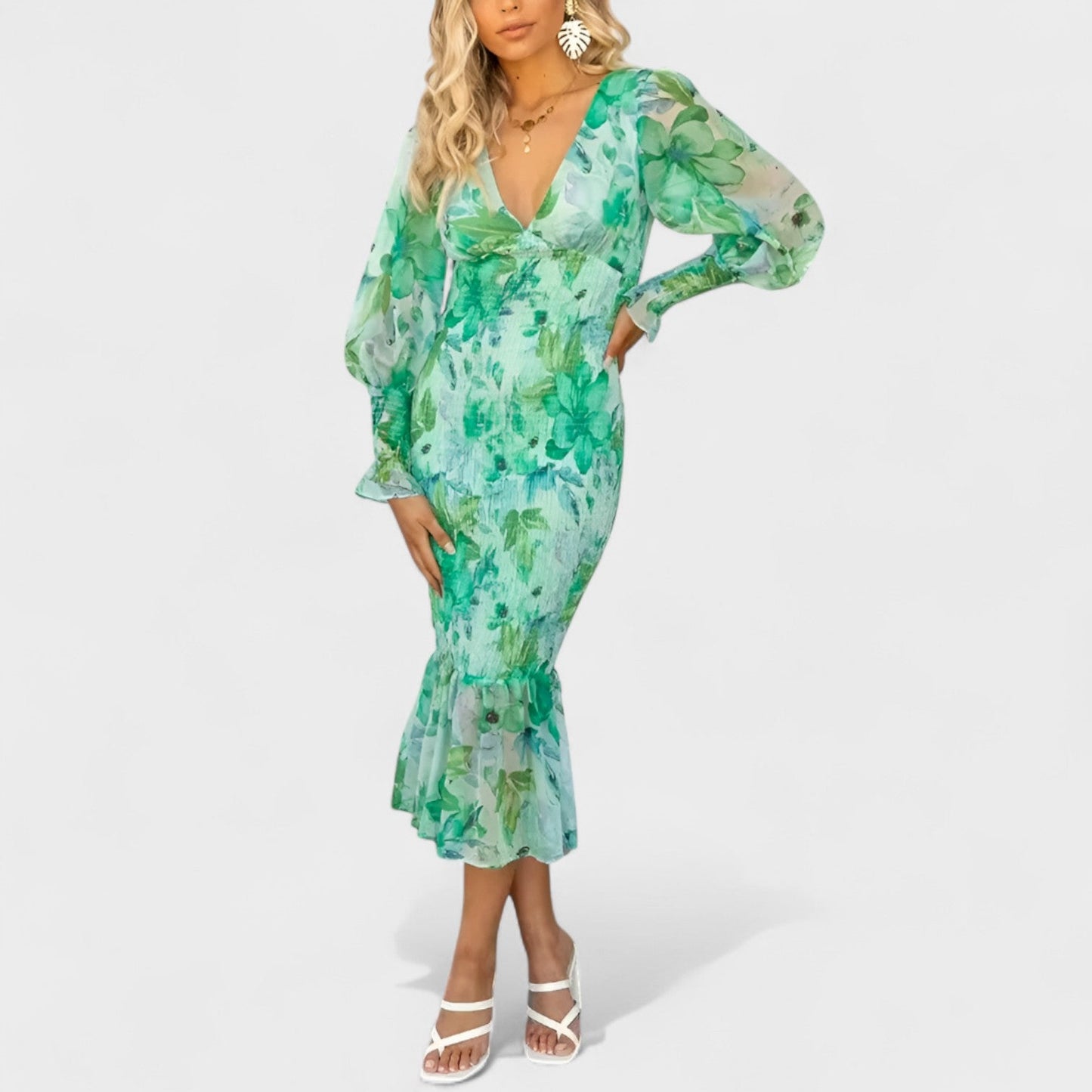 Valeria - Vestido Floral de Gasa Midi