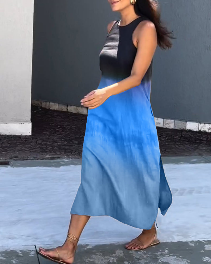 Anette | Vestido Degradado Sin Mangas con Cuello Redondo
