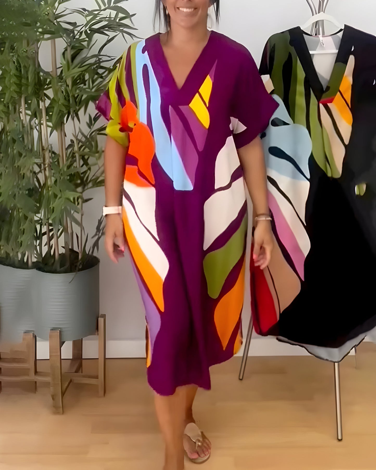 Weronika | Vestido casual con estampado colorido de hojas