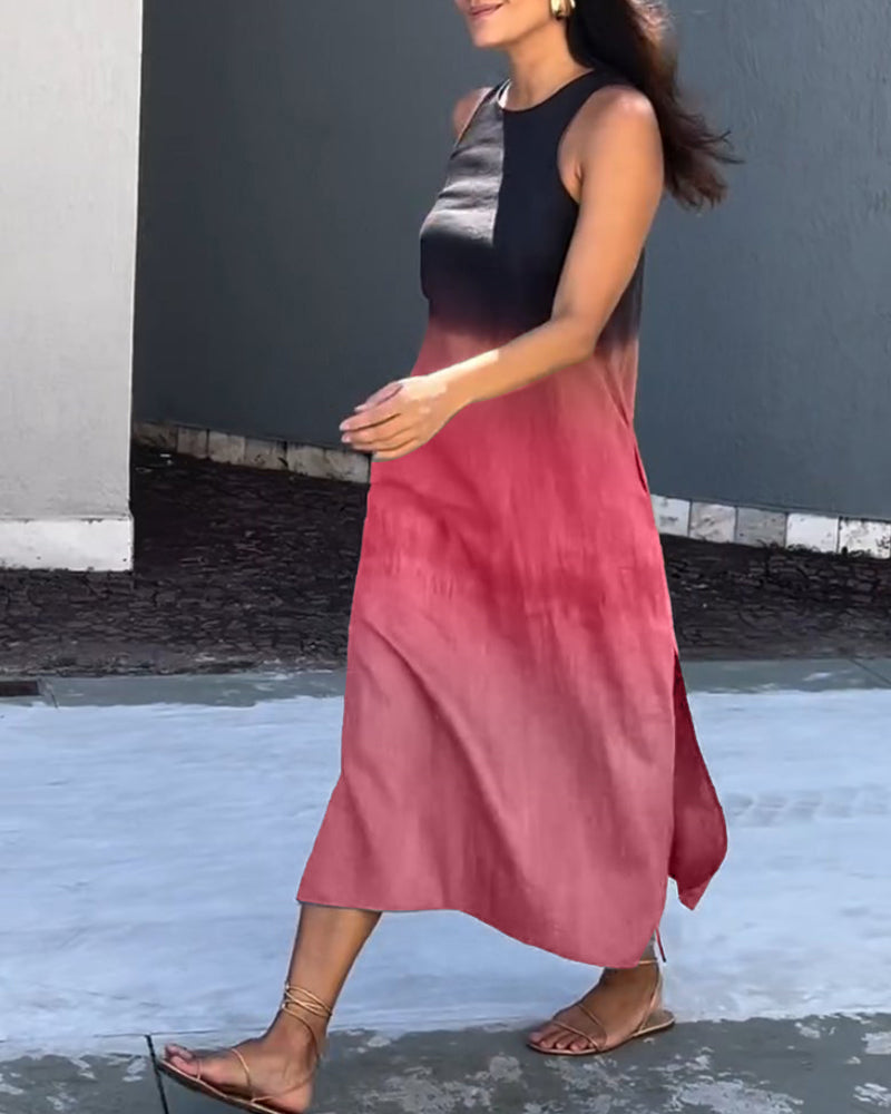 Anette | Vestido Degradado Sin Mangas con Cuello Redondo