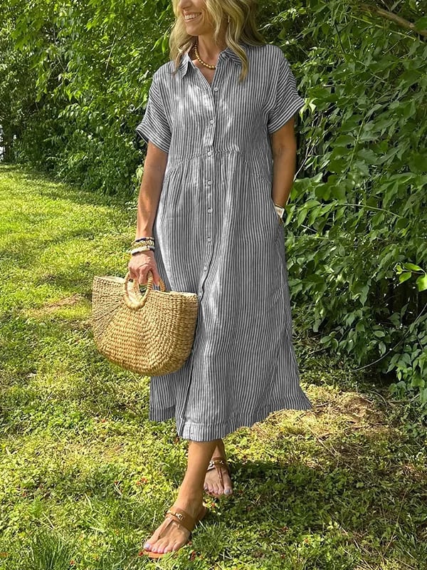 Malina | Vestido camisa a rayas con bolsillos funcionales