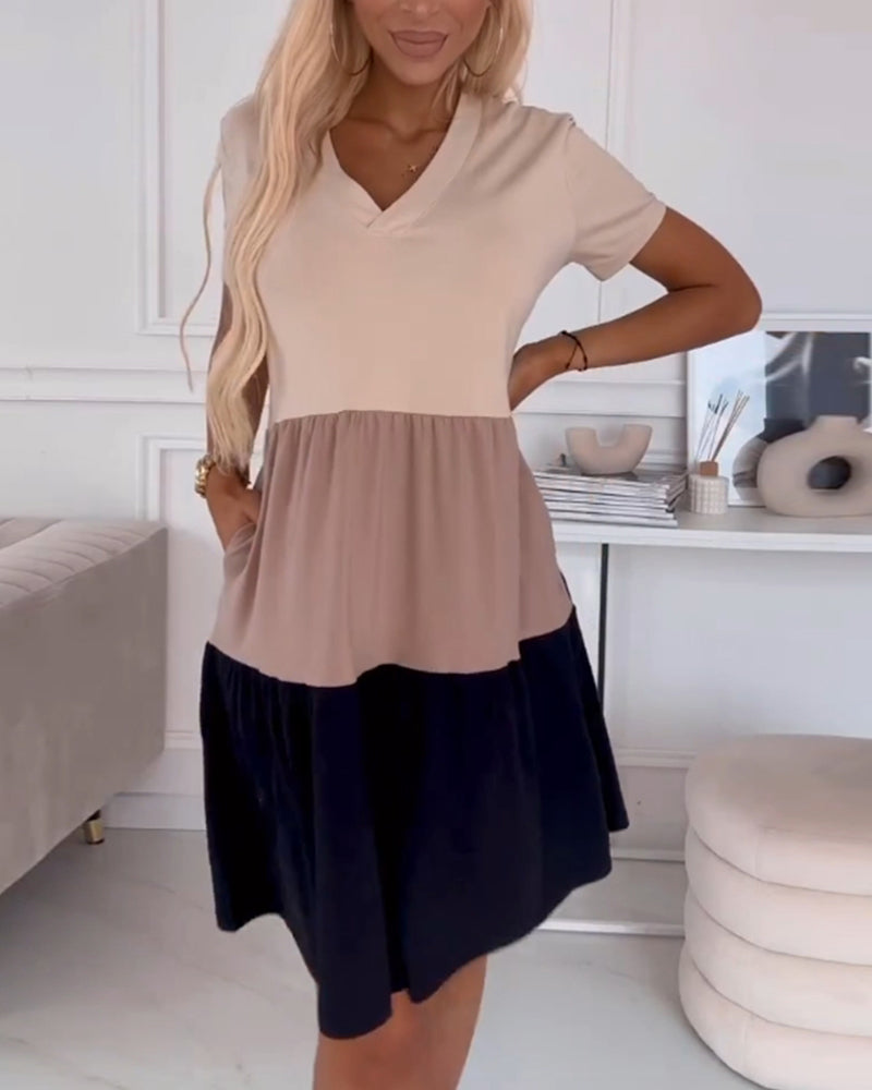Alva | Vestido de ocio con bloques de color y mangas cortas
