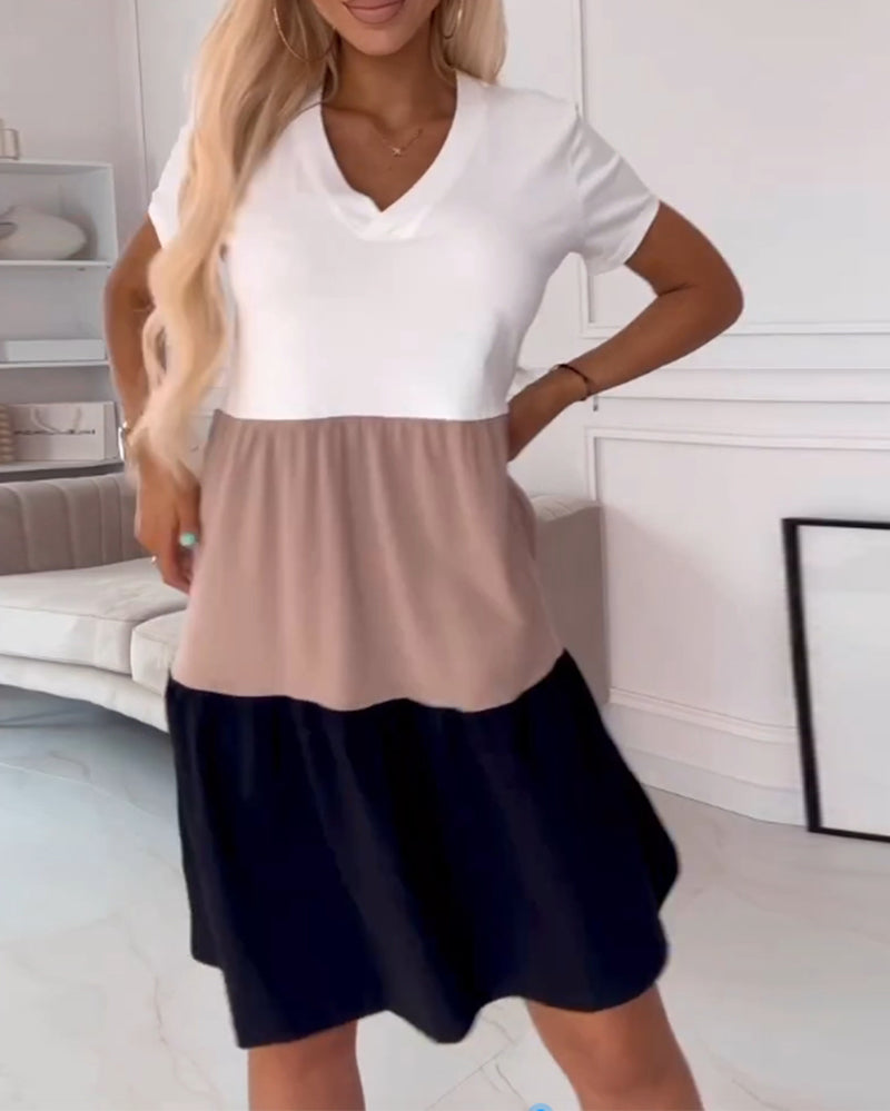 Alva | Vestido de ocio con bloques de color y mangas cortas