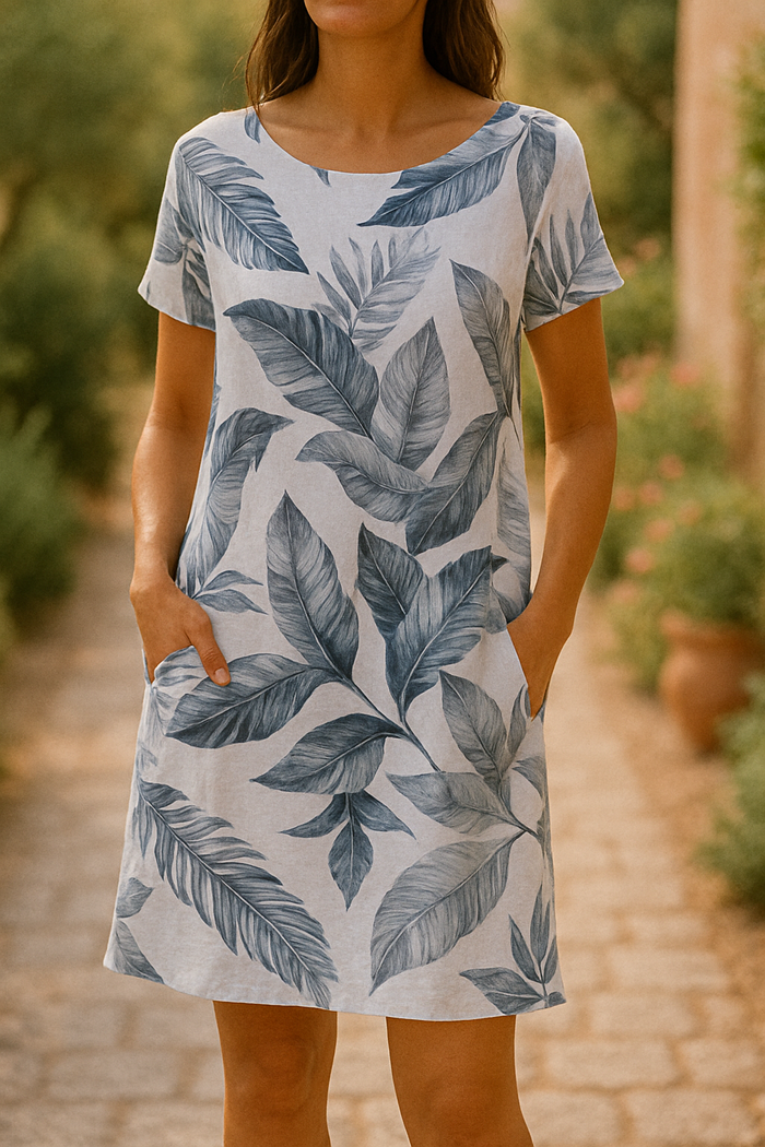 Vestido corto casual con estilo elegante y mangas suaves