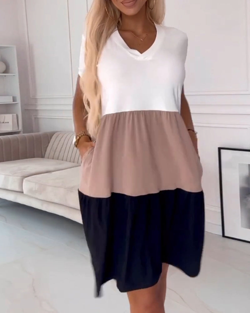 Alva | Vestido de ocio con bloques de color y mangas cortas