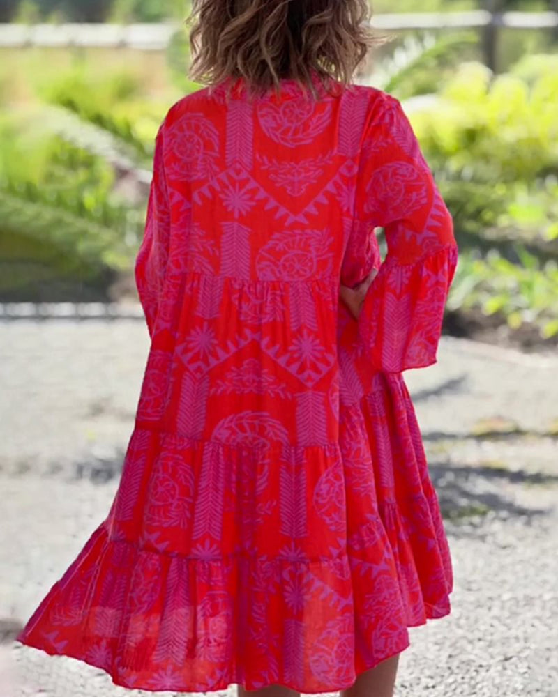 SARA - Vestido bohemio de manga suelta