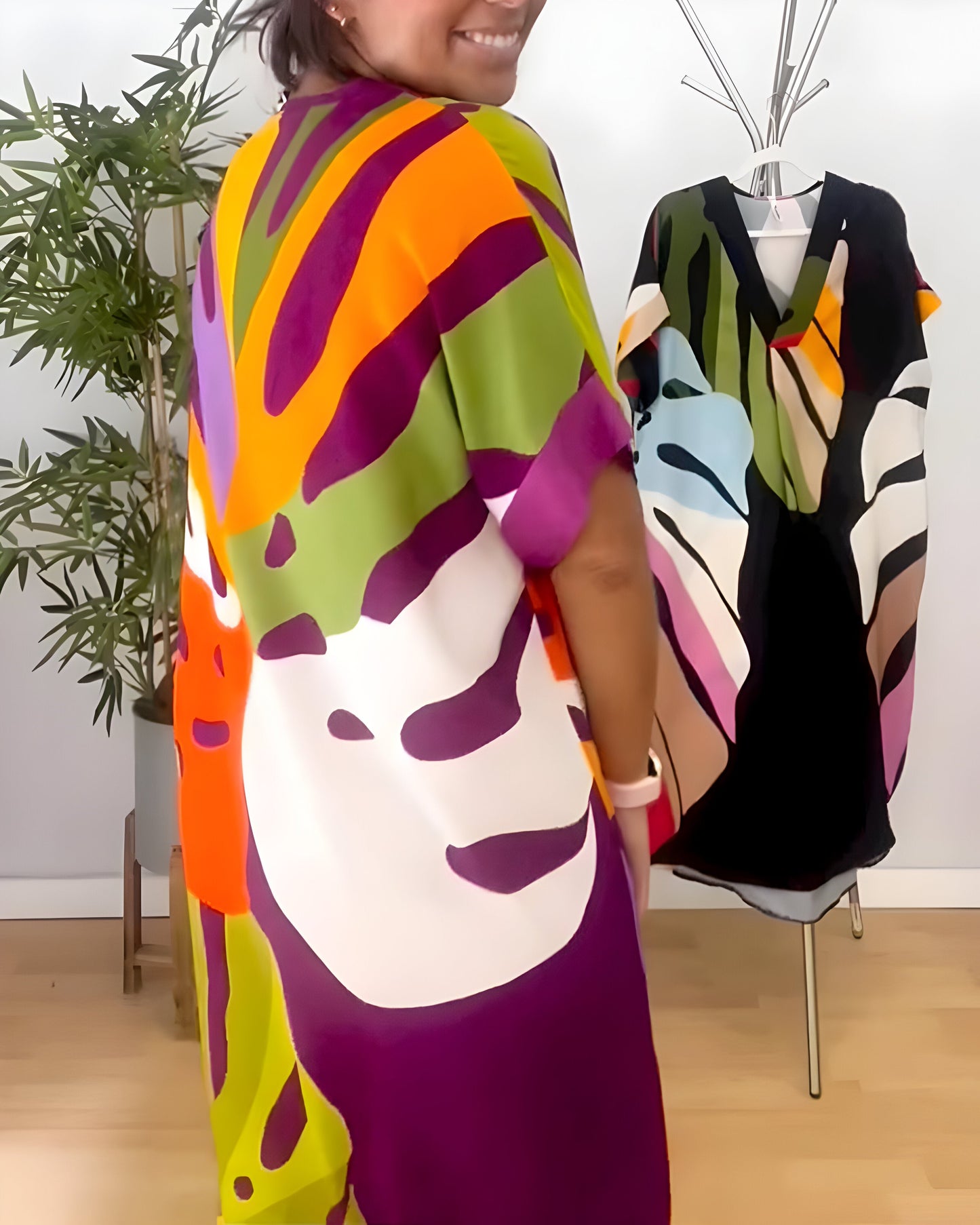 Weronika | Vestido casual con estampado colorido de hojas
