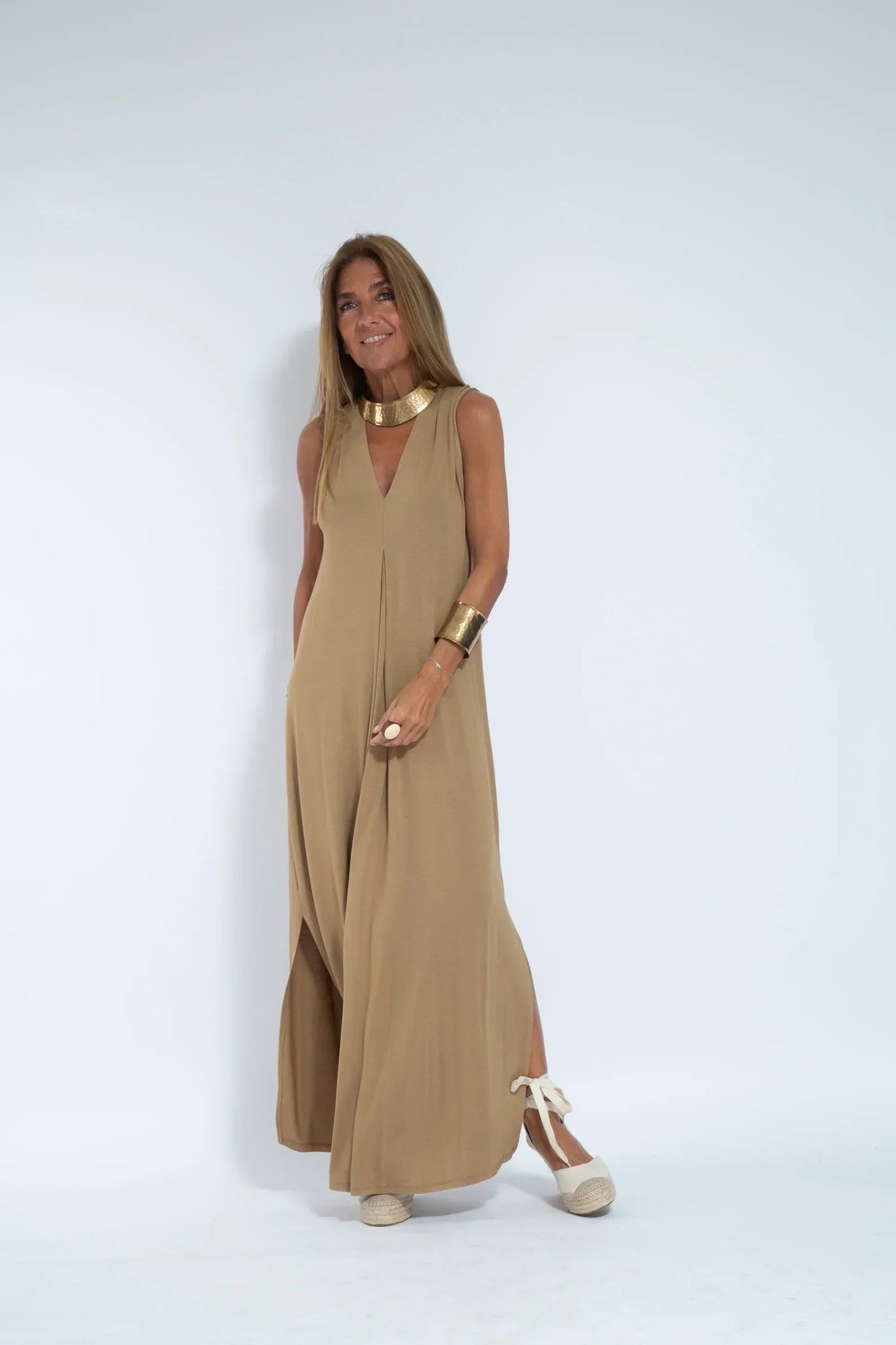 Carmela | Elegante vestido largo con chaqueta de punto