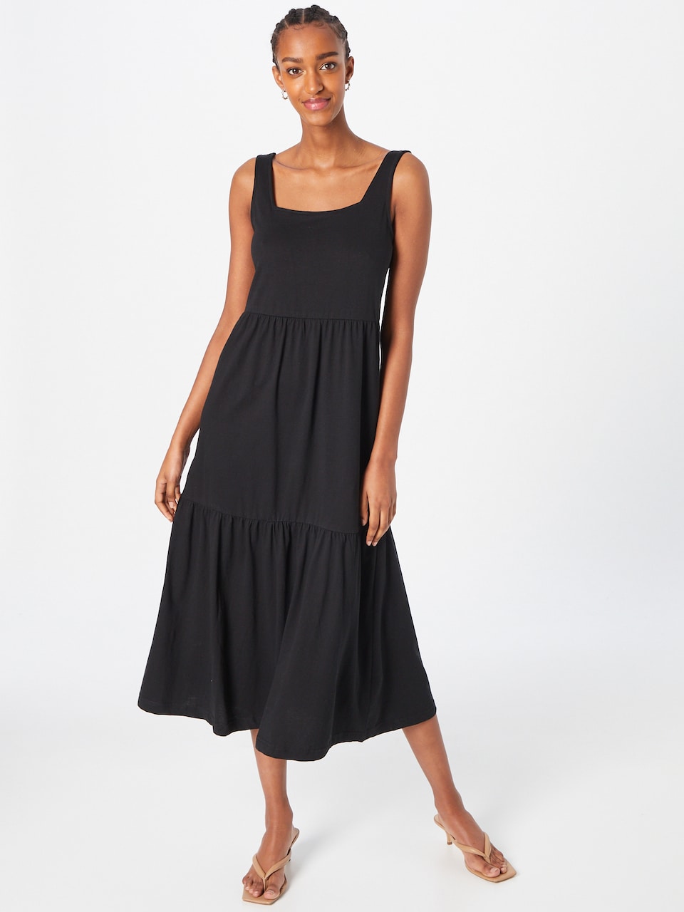 Vestido midi informal de verano con tirantes y diseño clásico