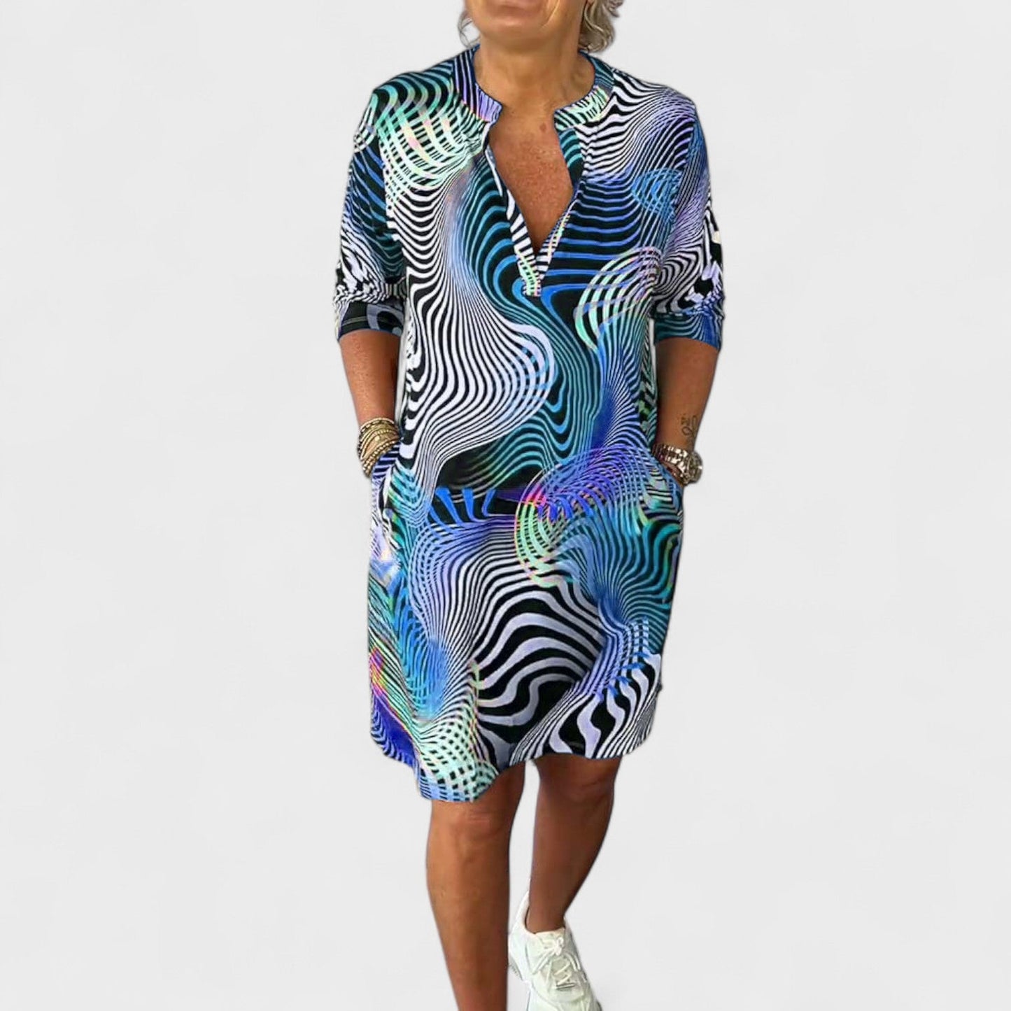 Ria | Vestido Estampado con Cuello en V