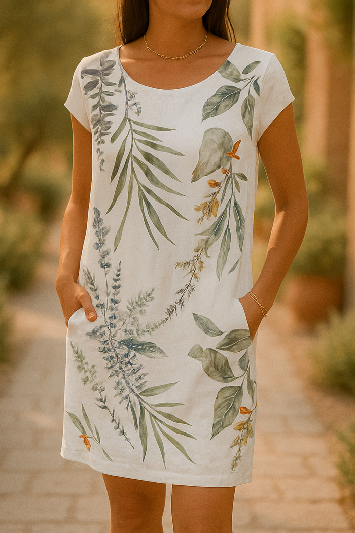 Vestido corto casual con estilo elegante y mangas suaves