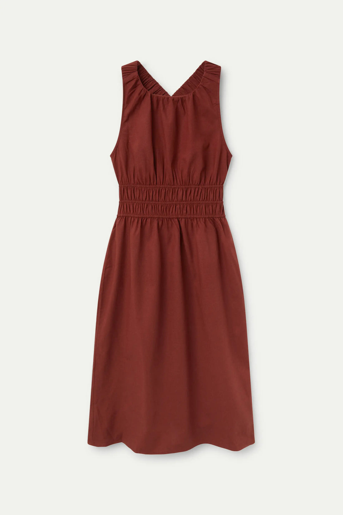 Vestido midi casual con espalda cruzada y estilo moderno