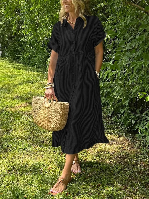 Malina | Vestido camisa a rayas con bolsillos funcionales