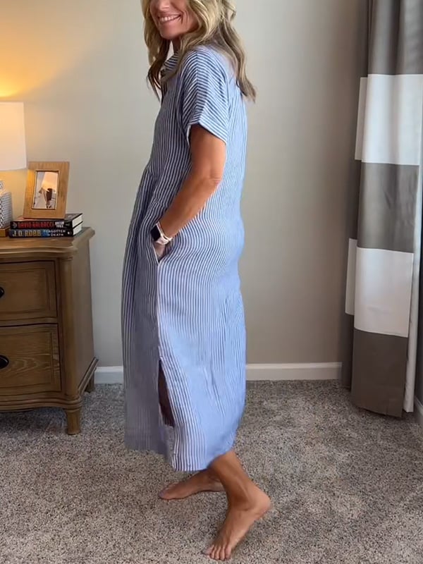 Malina | Vestido camisa a rayas con bolsillos funcionales