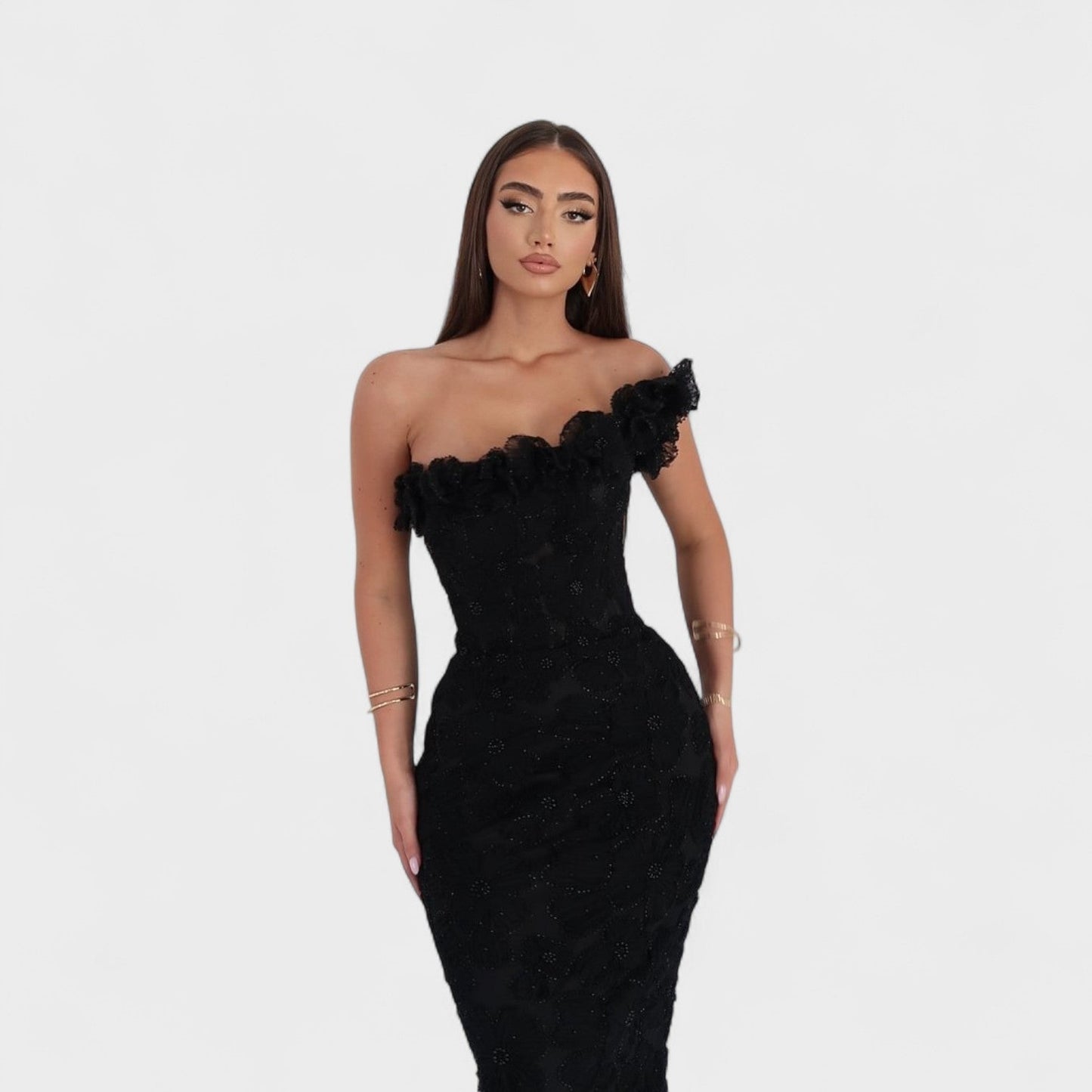 Amelia - Vestido de Gala Asimétrico Negro