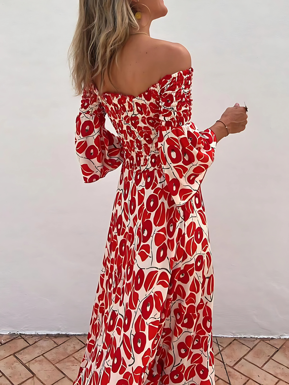 Alina | Vestido Maxi con Hombros Descubiertos y Encanto Boho