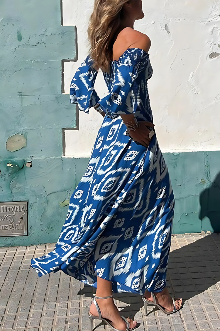 Alina | Vestido Maxi con Hombros Descubiertos y Encanto Boho