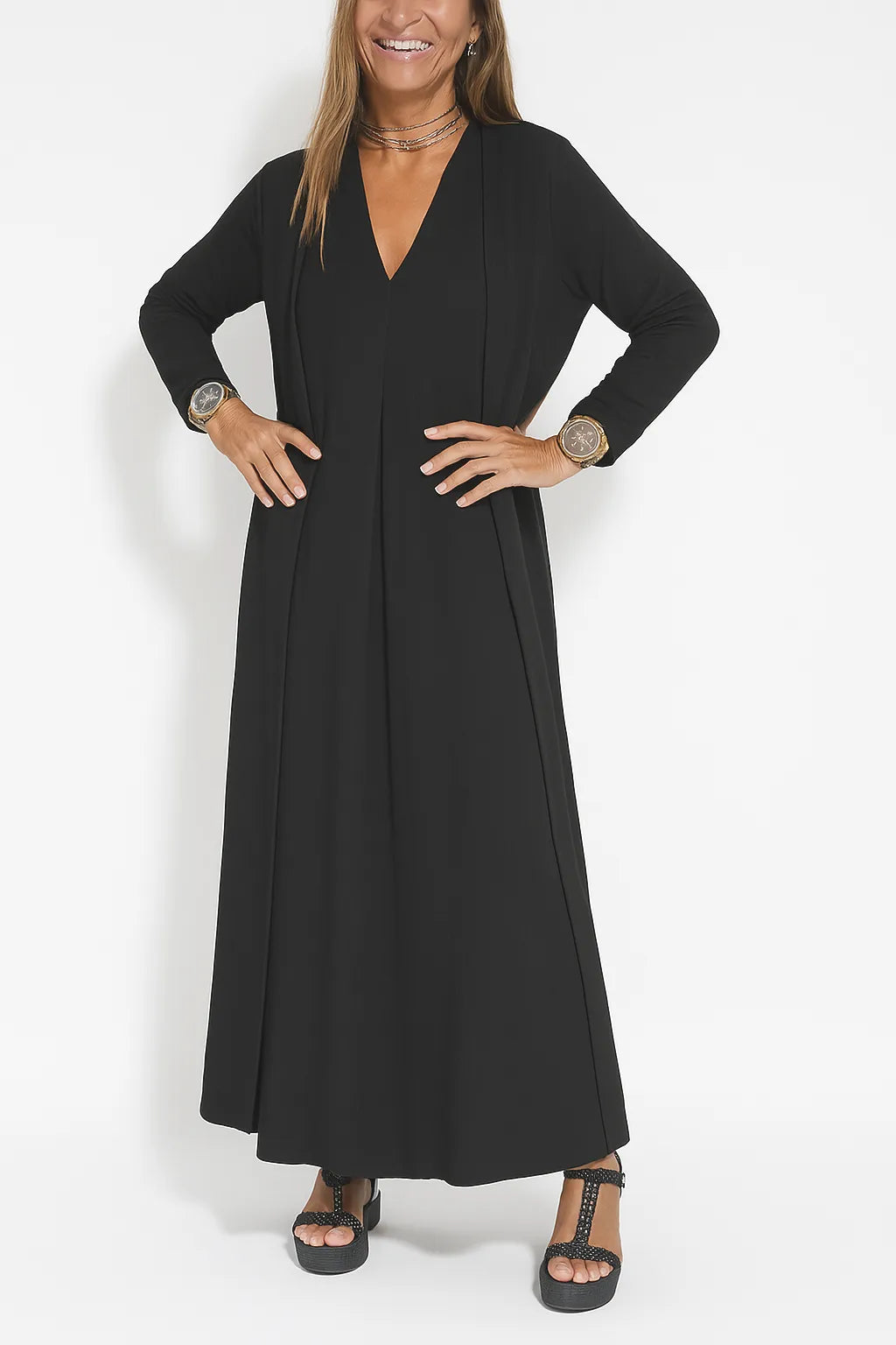 Carmela | Elegante vestido largo con chaqueta de punto