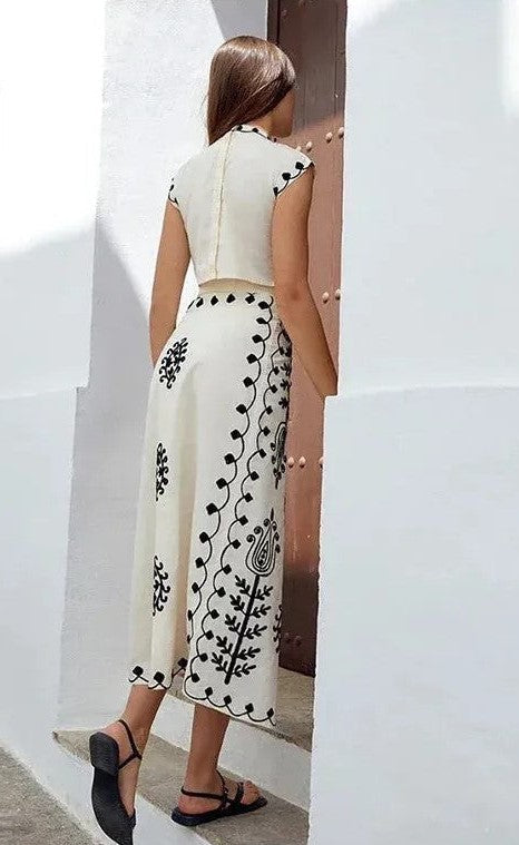 Camilla | Conjunto estampado de top y falda
