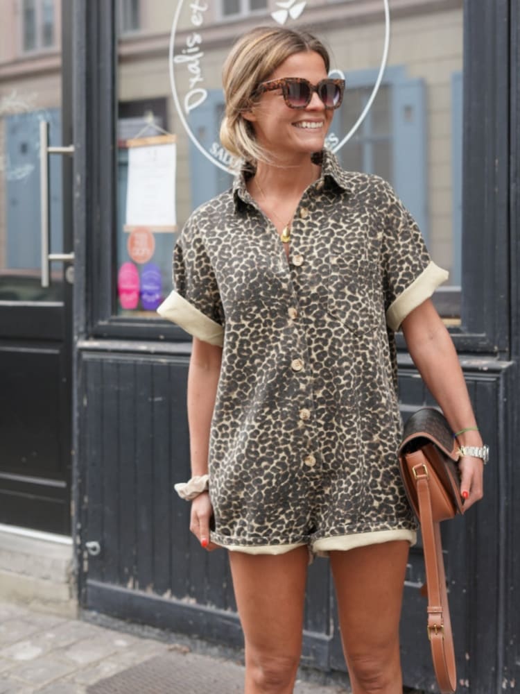 Ninetta™ | Vestido camisero con estampado de leopardo