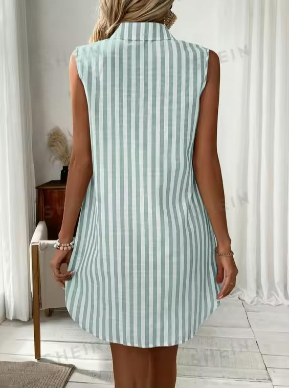 Jagna | Elegante vestido de verano tipo camisa a rayas