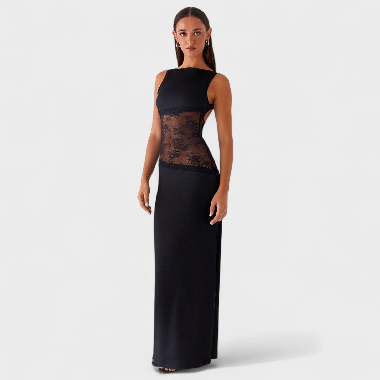 Lucinda – Vestido Largo con Encaje Negro