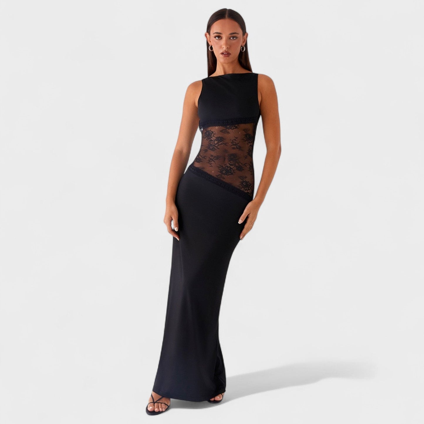 Lucinda – Vestido Largo con Encaje Negro