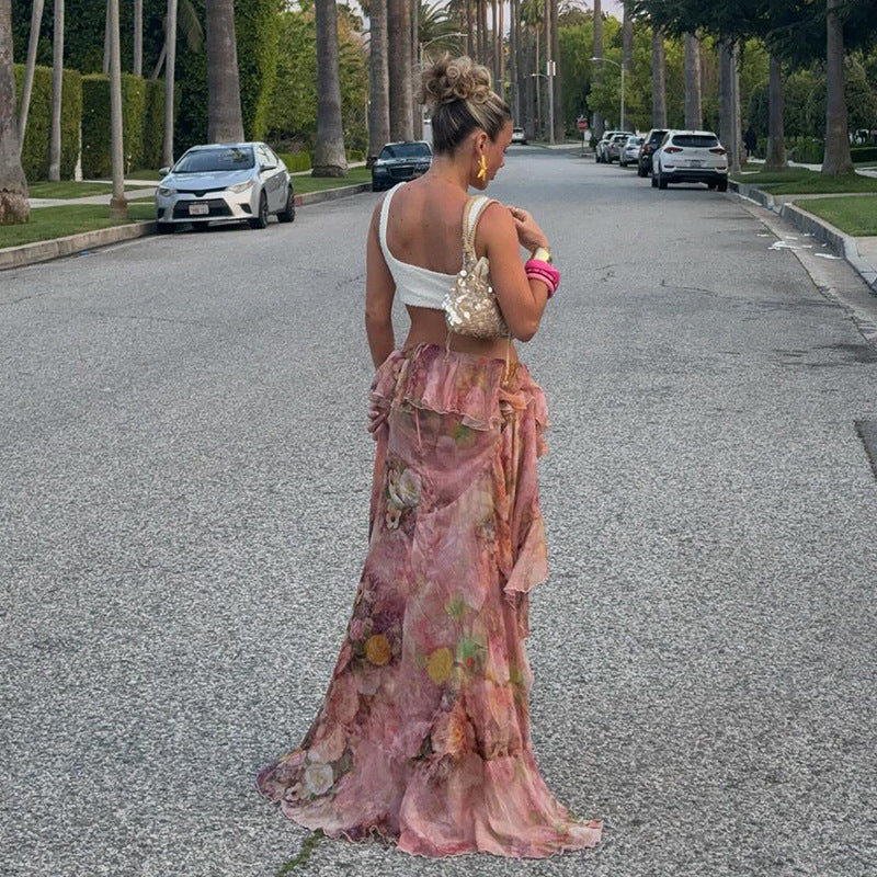 Alessia | Falda Floral con Volantes