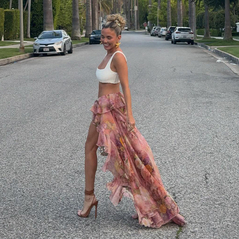 Alessia | Falda Floral con Volantes