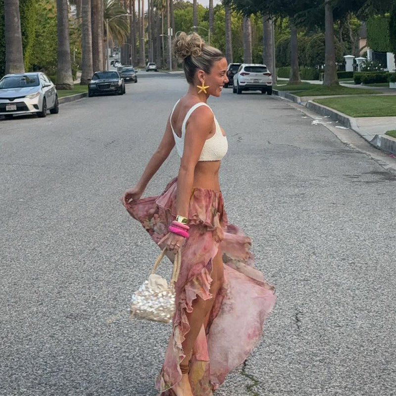 Alessia | Falda Floral con Volantes
