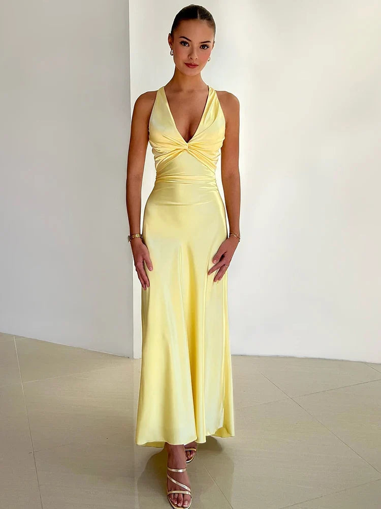 Aurielle – Vestido Maximal de Satén