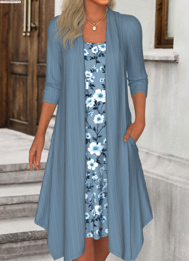 Vestido A-línea con estampado floral 2 en 1