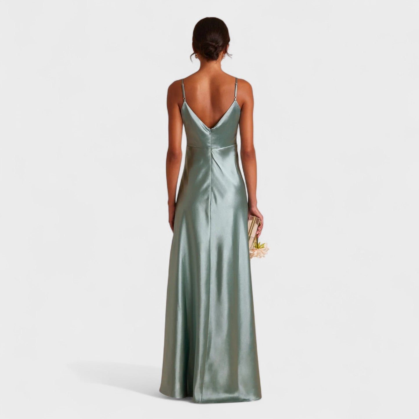 Lucía Satinada – Vestido Largo con Abertura