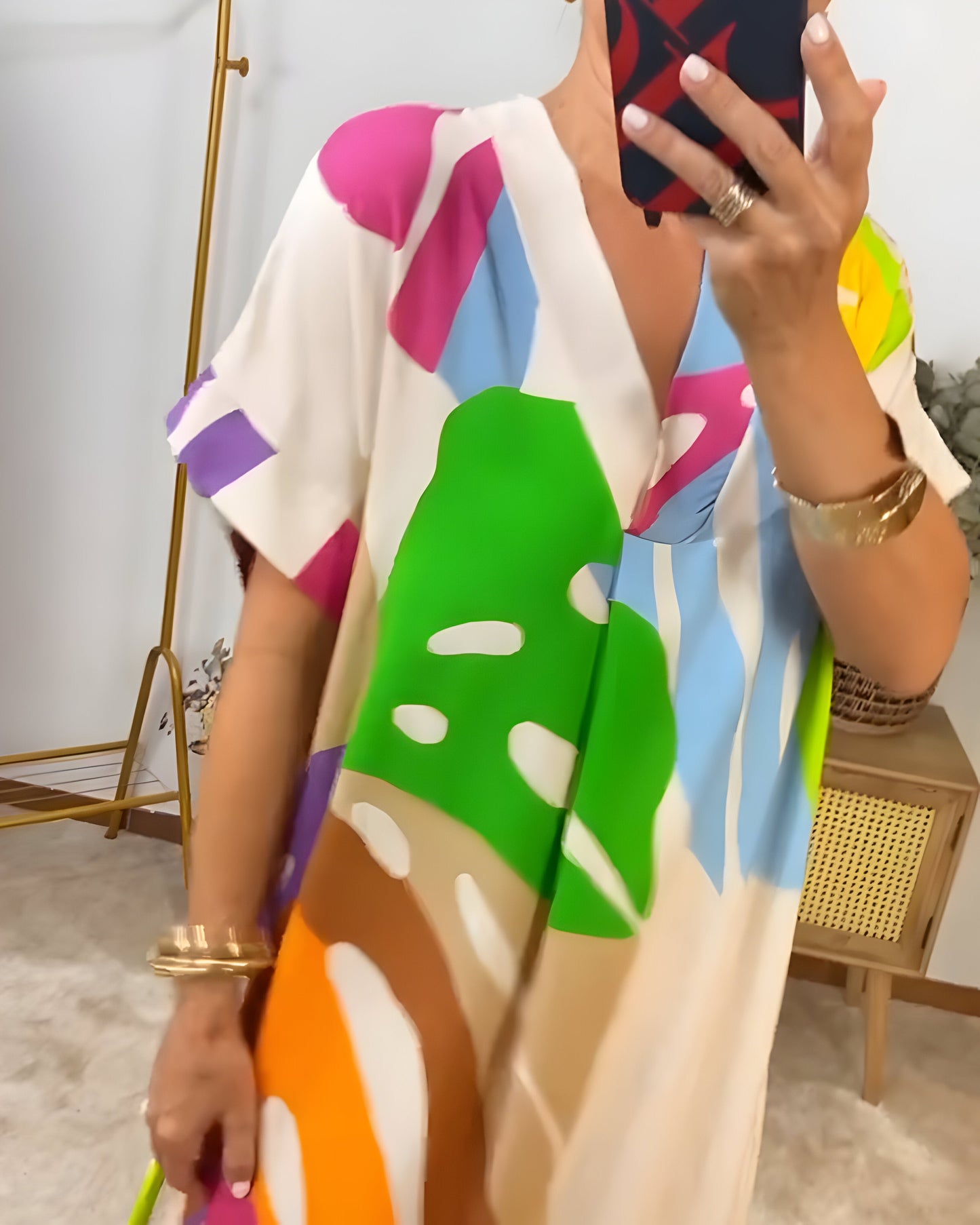 Weronika | Vestido casual con estampado colorido de hojas