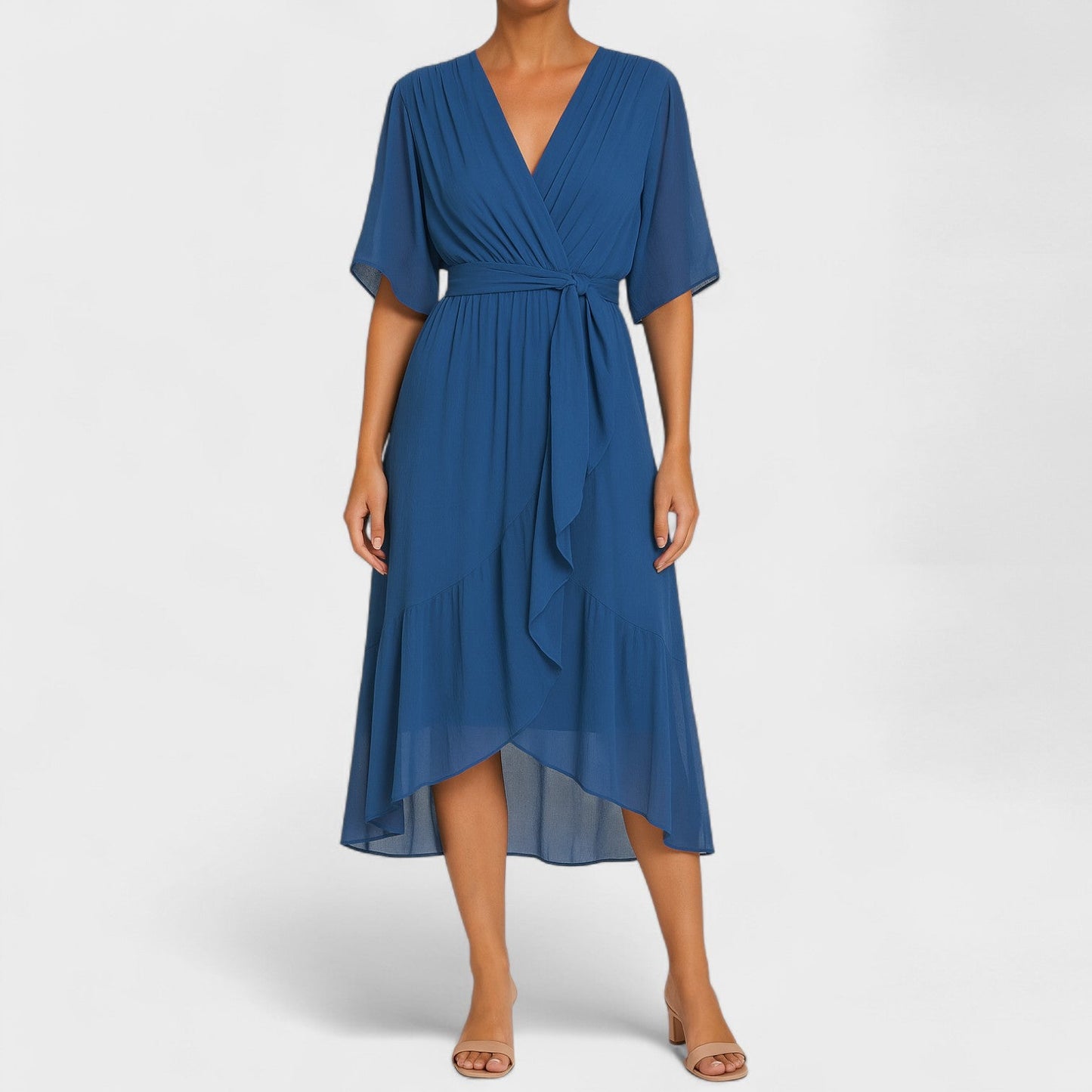 Yalina – Vestido Envelope Elegante com Cintura Ajustável