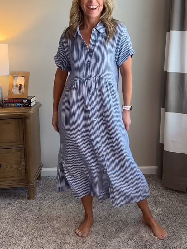 Malina | Vestido camisa a rayas con bolsillos funcionales