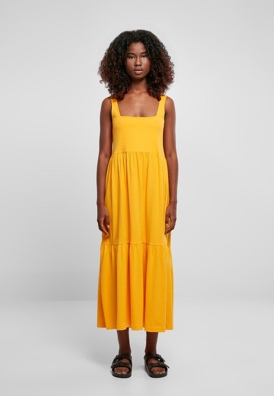 Vestido midi informal de verano con tirantes y diseño clásico