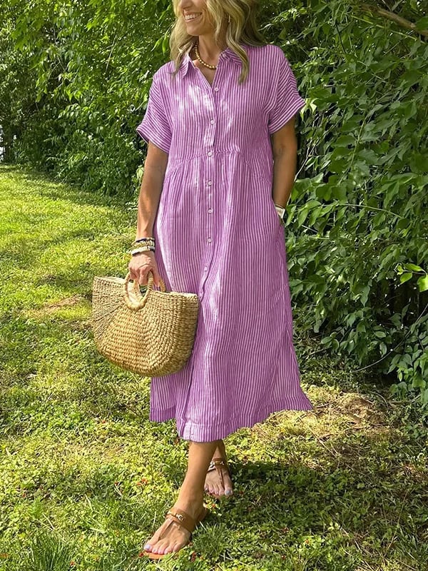 Malina | Vestido camisa a rayas con bolsillos funcionales