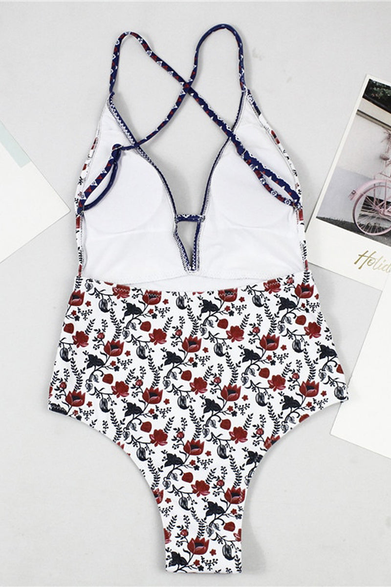 Bañador con Estampado Boho y Escote en V