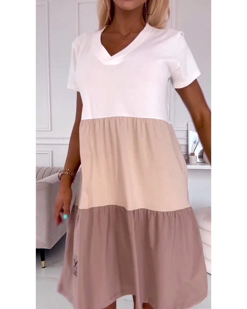 Alva | Vestido de ocio con bloques de color y mangas cortas
