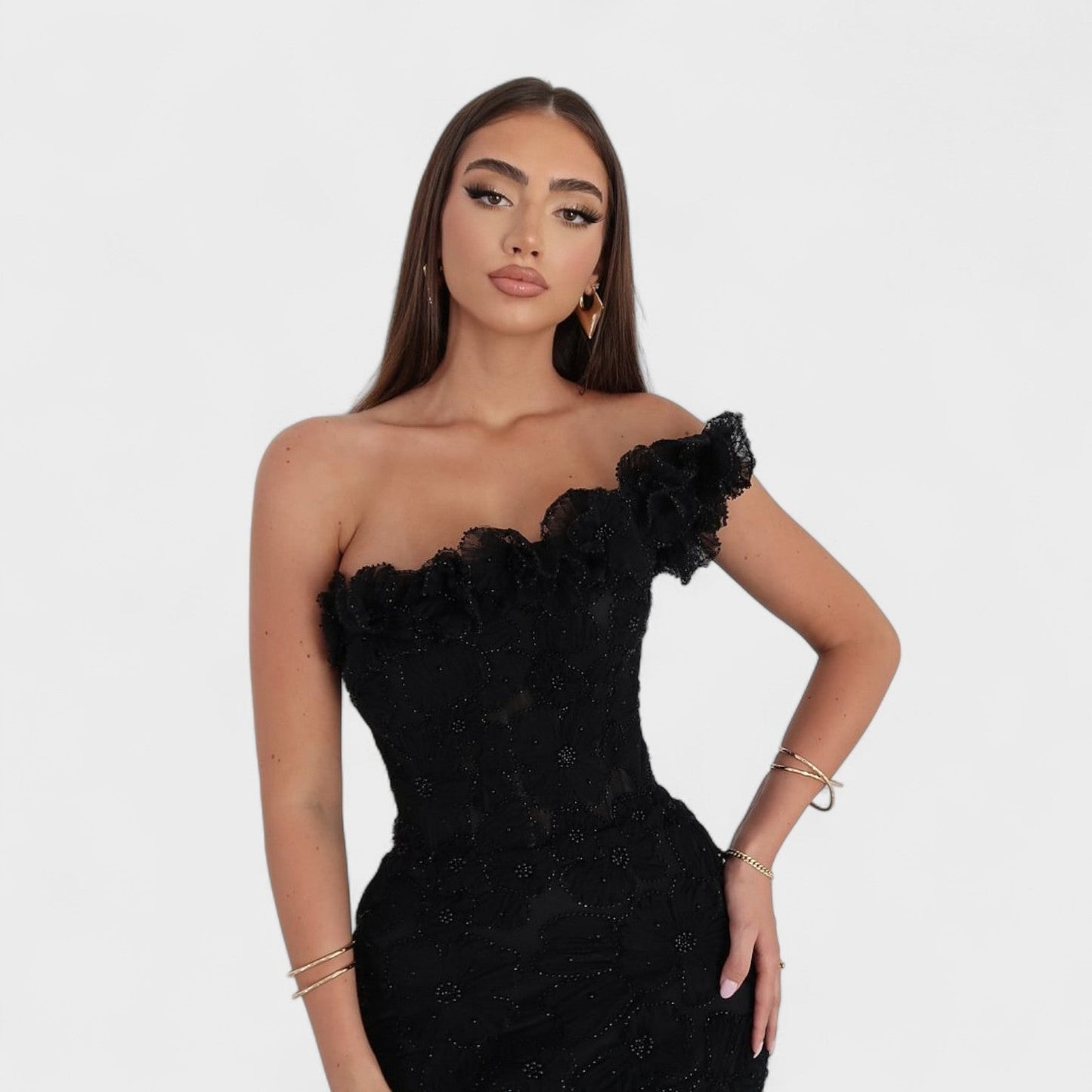 Amelia - Vestido de Gala Asimétrico Negro