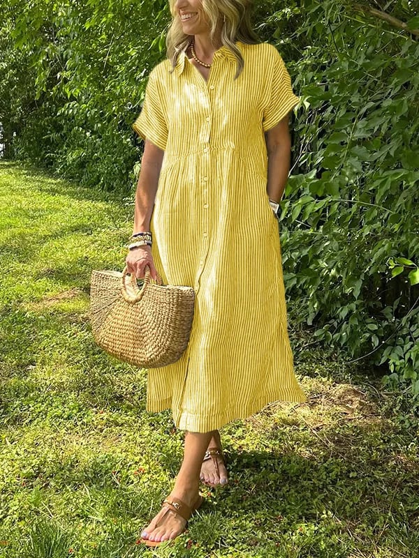 Malina | Vestido camisa a rayas con bolsillos funcionales