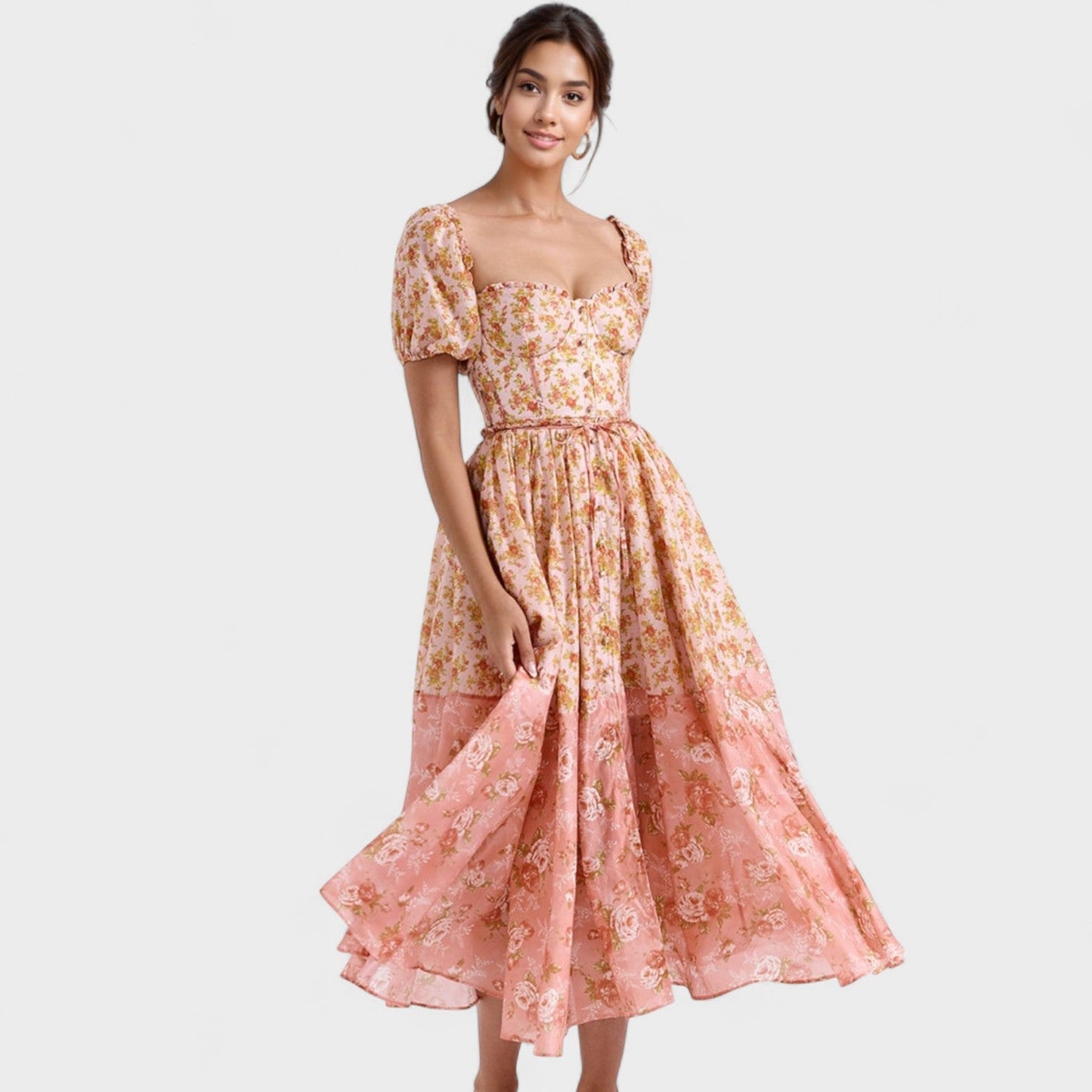 Vestido Valentina Floral Coral