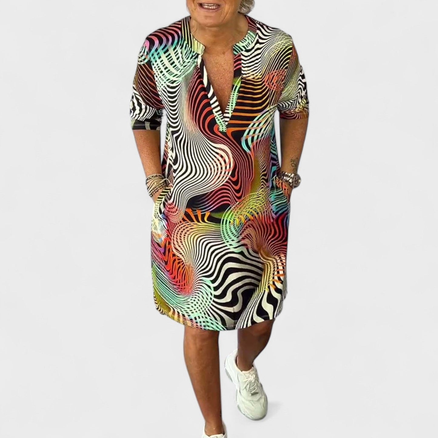 Ria | Vestido Estampado con Cuello en V