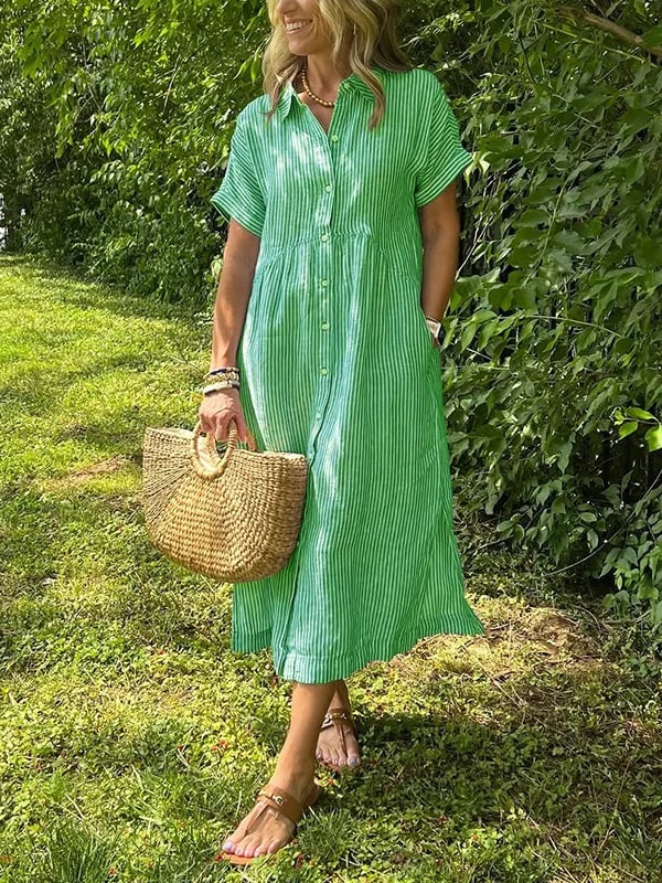 Malina | Vestido camisa a rayas con bolsillos funcionales
