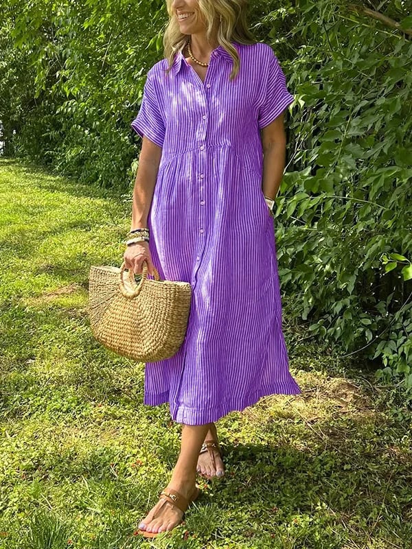 Malina | Vestido camisa a rayas con bolsillos funcionales